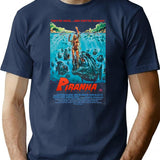 Piranha T-Shirt for Men & Women, T-Shirts Graphic Tee - Navy