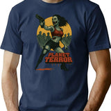Planet Terror Design Explosive B-Movie Zombie Fan Art T-Shirt for Men & Women, T-Shirts Graphic Tee - Navy