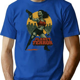Planet Terror Design Explosive B-Movie Zombie Fan Art T-Shirt for Men & Women, T-Shirts Graphic Tee - Blue