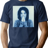 Praying Girl Minimalist Graphic T-Shirt - Unisex Streetwear Tee - Navy