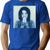 Praying Girl Minimalist Graphic T-Shirt - Unisex Streetwear Tee - Blue