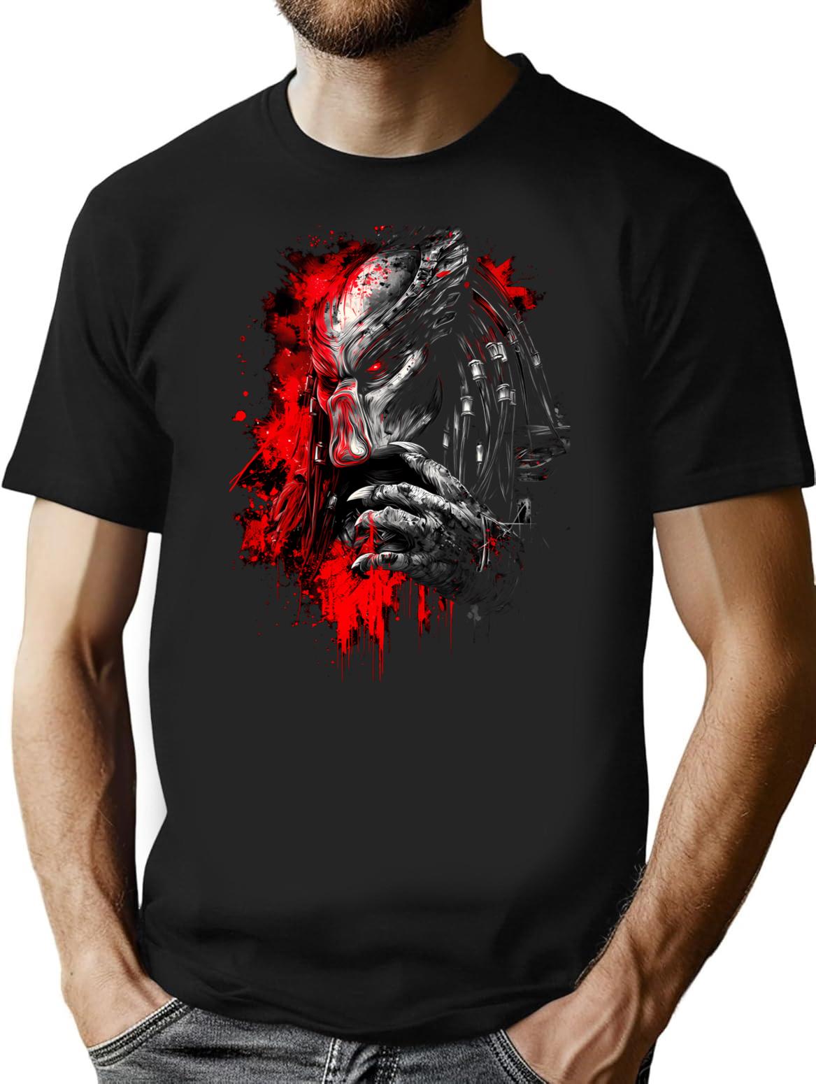 Predator Yautja Hunter Movie Gaming Design T-Shirt for Men & Women, T-Shirts Graphic Tee - Black