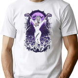 Queen Of The Web Gothic Vampire Pinup Under Purple Moon T-Shirt for Men & Women, T-Shirts Graphic Tee - White