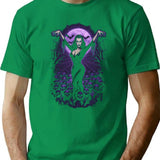 Queen Of The Web Gothic Vampire Pinup Under Purple Moon T-Shirt for Men & Women, T-Shirts Graphic Tee - Green
