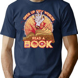 Read A Damn'D Book T-Shirt for Men & Women, T-Shirts Graphic Tee - Navy