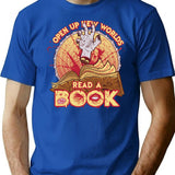 Read A Damn'D Book T-Shirt for Men & Women, T-Shirts Graphic Tee - Blue