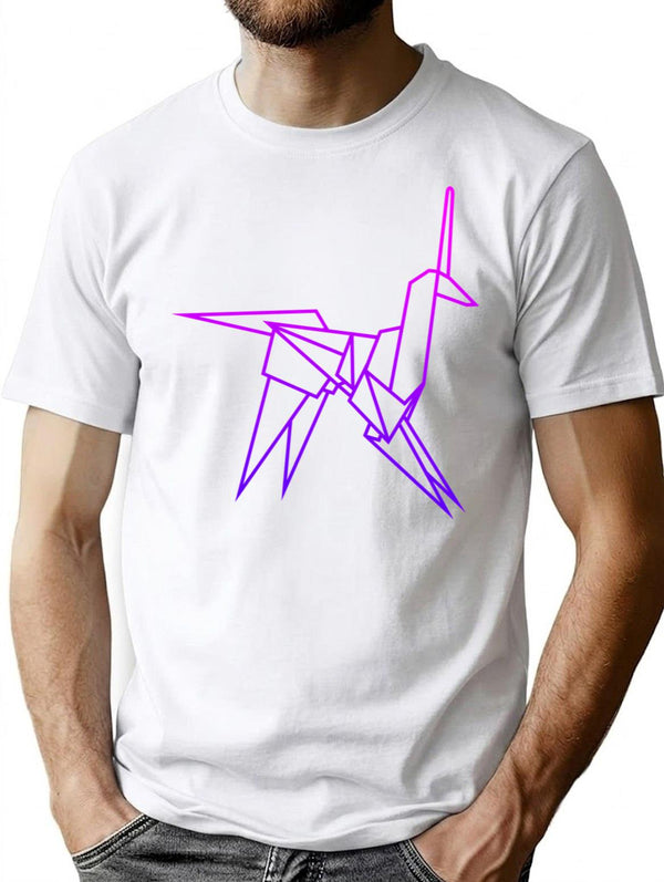 Retro Blade Runner Origami Unicorn T-Shirt for Men & Women, T-Shirts Graphic Tee - White