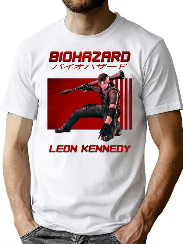 Retro Classic Leon Kennedy T-Shirt for Men & Women, T-Shirts Graphic Tee - White