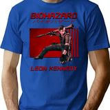 Retro Classic Leon Kennedy T-Shirt for Men & Women, T-Shirts Graphic Tee - Blue