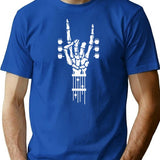 Rock Roll Skeleton Guitar Music Lover Rock Hands Minimalist Graphic T-Shirt - Unisex Streetwear Tee - Blue