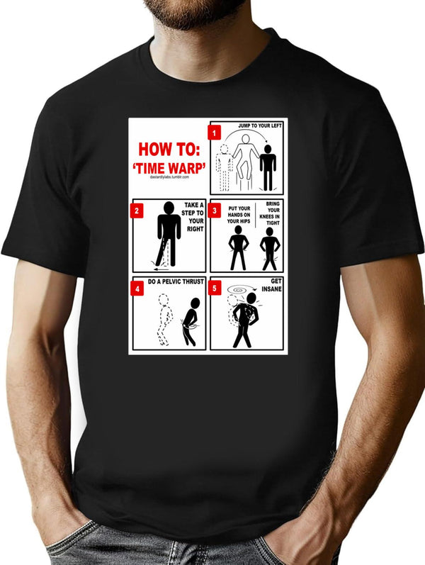 Rocky Horror Picture Show Time Warp T-Shirt for Men & Women, T-Shirts Graphic Tee - Black