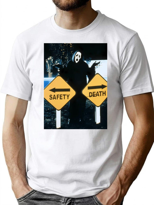 Safety Or Death T-Shirt for Men & Women, T-Shirts Graphic Tee - White