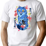 Saja Hunter Blue Cat Anime Style Official T-Shirt T-Shirt for Men & Women, T-Shirts Graphic Tee - White