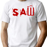 Saw Movie Logo Horror T-Shirt for Men & Women, T-Shirts Graphic Tee - White