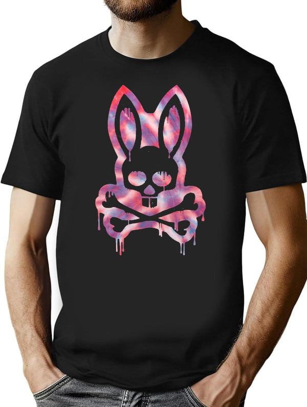 Scary Skull And Crossbones Bad Rabbit Horror Bunny Halloween T-Shirt for Men & Women, T-Shirts Graphic Tee - Black