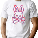 Scary Skull And Crossbones Bad Rabbit Horror Bunny Halloween T-Shirt for Men & Women, T-Shirts Graphic Tee - White