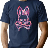 Scary Skull And Crossbones Bad Rabbit Horror Bunny Halloween T-Shirt for Men & Women, T-Shirts Graphic Tee - Navy