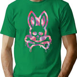 Scary Skull And Crossbones Bad Rabbit Horror Bunny Halloween T-Shirt for Men & Women, T-Shirts Graphic Tee - Green