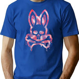 Scary Skull And Crossbones Bad Rabbit Horror Bunny Halloween T-Shirt for Men & Women, T-Shirts Graphic Tee - Blue