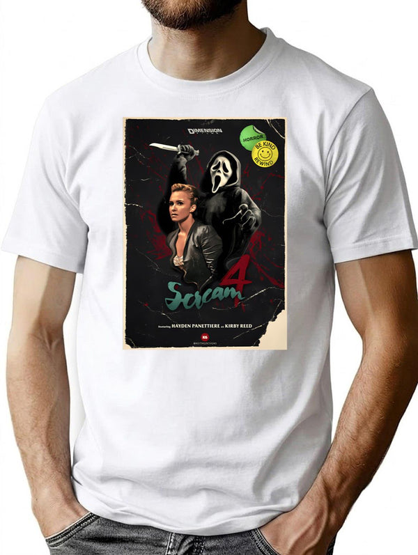 Scream 4 - Vhs Style T-Shirt for Men & Women, T-Shirts Graphic Tee - White