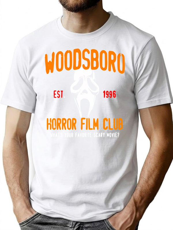 Scream Horror Film Club T-Shirt for Men & Women, T-Shirts Graphic Tee - White