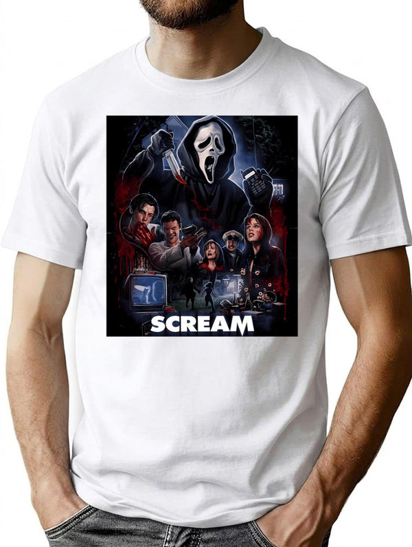 Scream Horror Movie Artwork Poster Classic T-Shirt for Men & Women, T-Shirts Graphic Tee - White