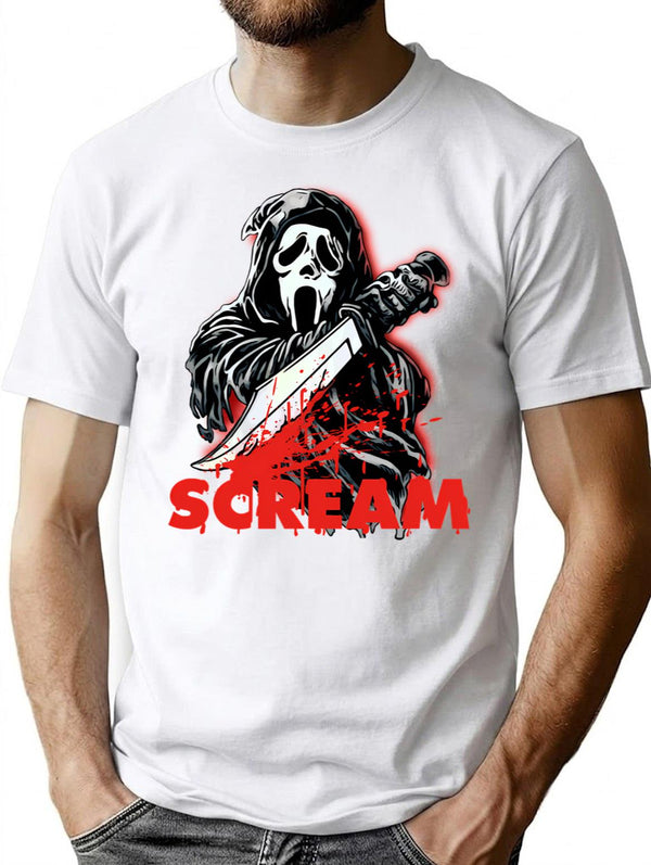 Scream Movie T-Shirt for Men & Women, T-Shirts Graphic Tee - White