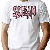 Scream Pink Drip T-Shirt for Men & Women, T-Shirts Graphic Tee - White