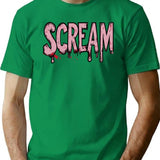 Scream Pink Drip T-Shirt for Men & Women, T-Shirts Graphic Tee - Green