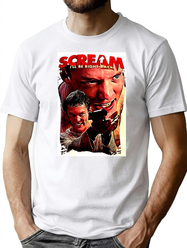 Scream Stu Picture Art T-Shirt for Men & Women, T-Shirts Graphic Tee - White