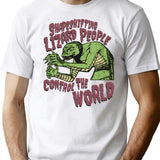 Shapeshifting Lizard People Control The World Alien Conspiracy Horror B-Movie Tee T-Shirt for Men & Women, T-Shirts Graphic Tee - White