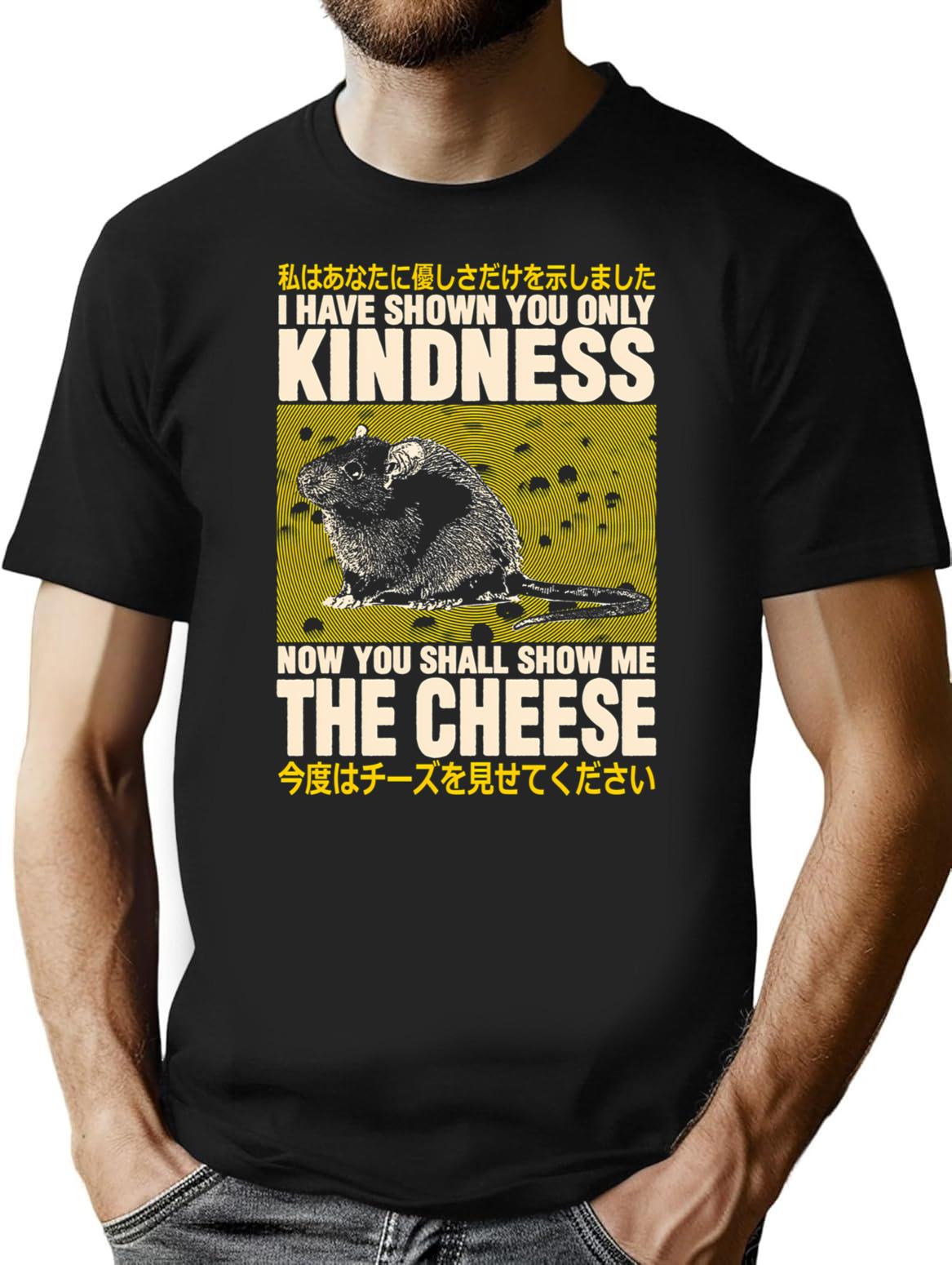Show Me The Cheese Rat Minimalist Graphic T-Shirt - Unisex Streetwear Tee - Black