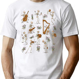 Skeleton Orchestra T-Shirt for Men & Women, T-Shirts Graphic Tee - White