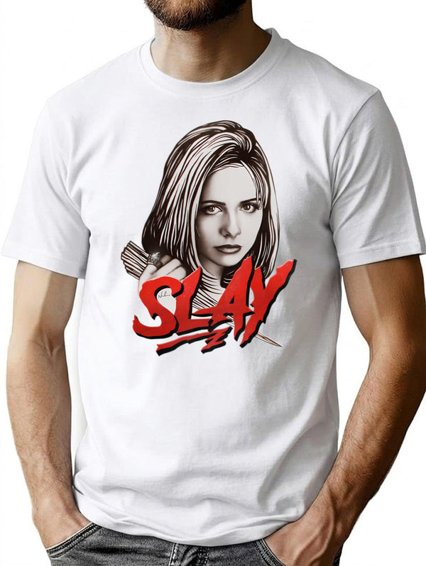 Slay T-Shirt for Men & Women, T-Shirts Graphic Tee - White