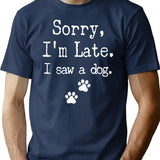 Sorry I Am Late I Saw A Dog Minimalist Graphic T-Shirt - Unisex Streetwear Tee - Navy