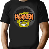 Spooky Frankenstein Halloween Sticker Creepy Cute Monster Design T-Shirt for Men & Women, T-Shirts Graphic Tee - Black