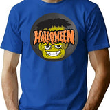 Spooky Frankenstein Halloween Sticker Creepy Cute Monster Design T-Shirt for Men & Women, T-Shirts Graphic Tee - Blue