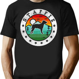 Staffie Dog Summer Vintage Minimalist Graphic T-Shirt - Unisex Streetwear Tee - Black