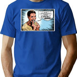 Stu Macher Scream Movie Comic Adaption Panel Art T-Shirt for Men & Women, T-Shirts Graphic Tee - Blue