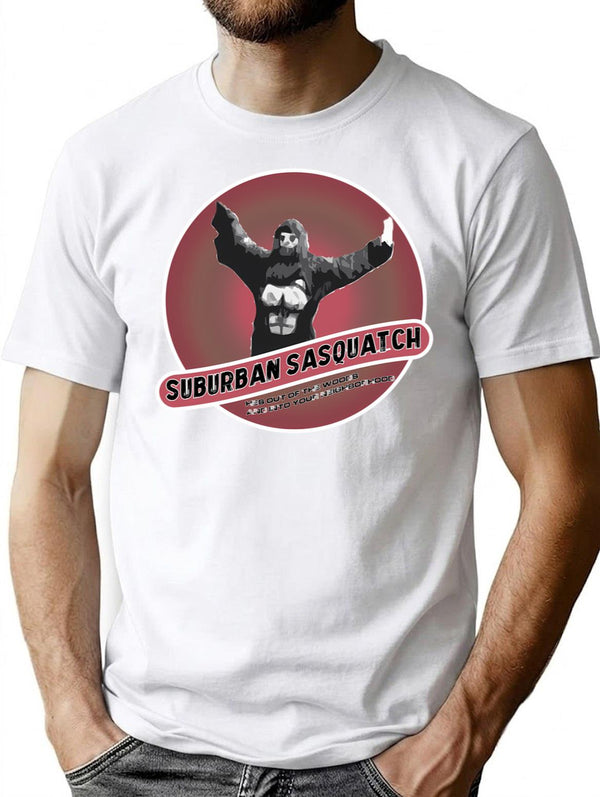 Suburban Sasquatch - B Movie Clean T-Shirt for Men & Women, T-Shirts Graphic Tee - White