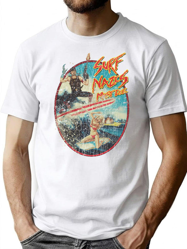 Surf Nazis Must Die 1987 T-Shirt for Men & Women, T-Shirts Graphic Tee - White
