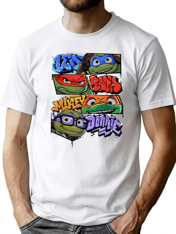 Teenage Mutant Ninja Turtles Mutant Mayhem Graffiti Names T-Shirt Teenage Mutant Ninja Turles Tee Ninja Turtle Lovers Fan Hawaiian Shirt T-Shirt for Men & Women, T-Shirts Graphic Tee - White
