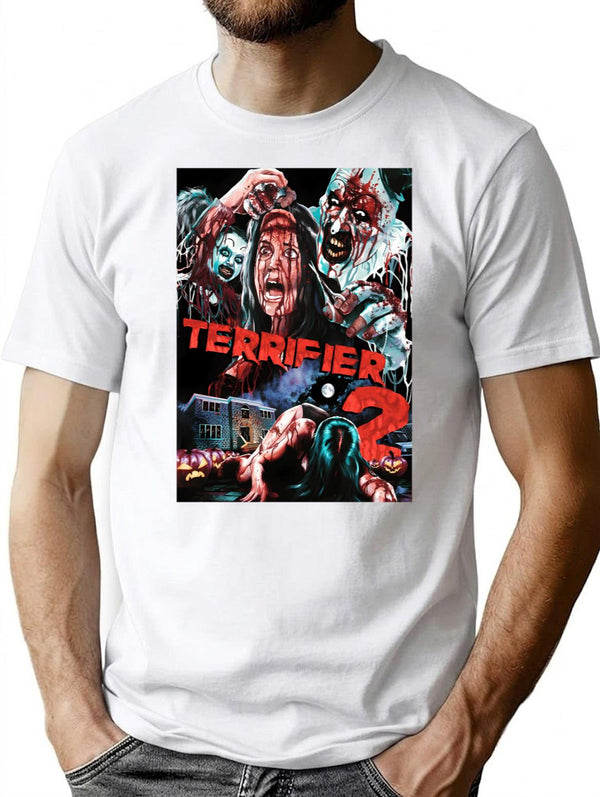 Terrifier 2- All Characters T-Shirt for Men & Women, T-Shirts Graphic Tee - White