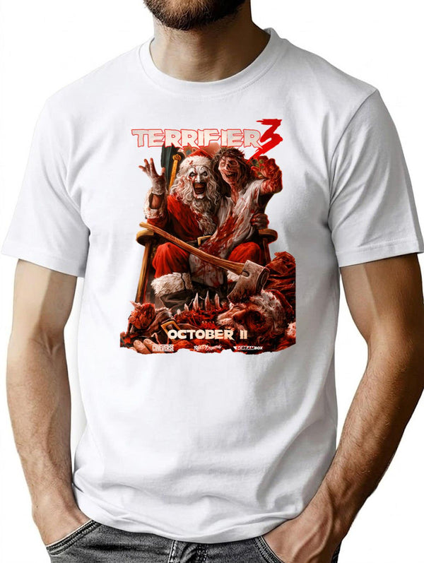 Terrifier 3 Vintage T-Shirt for Men & Women, T-Shirts Graphic Tee - White