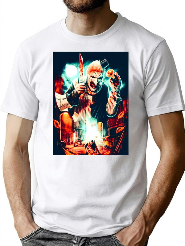 Terrifying Art And Clown T-Shirt for Men & Women, T-Shirts Graphic Tee - White