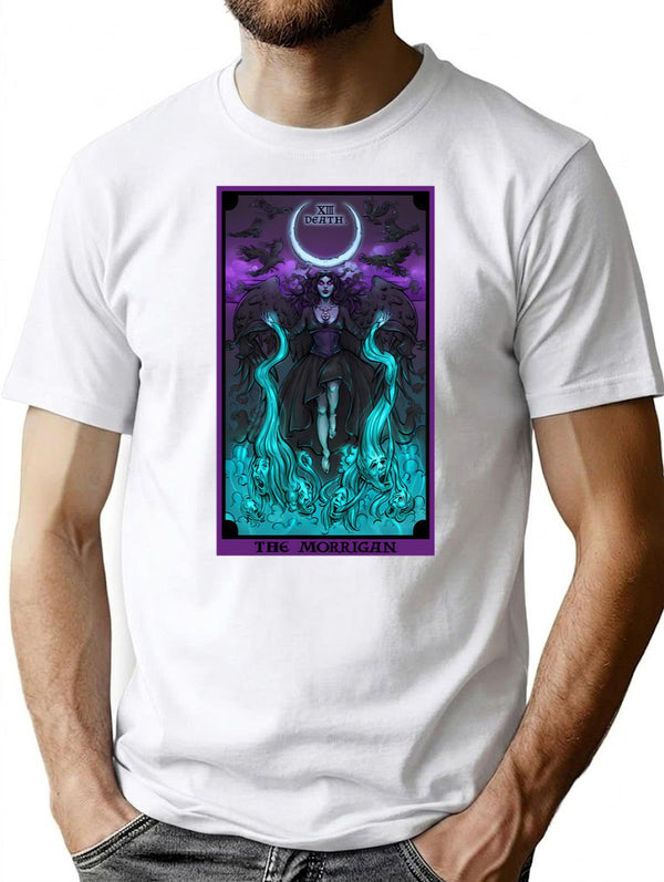 The Morrigan Death Tarot Card T-Shirt for Men & Women, T-Shirts Graphic Tee - White