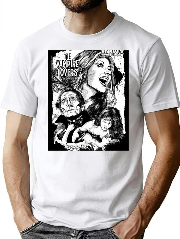 The Vampire Lovers - Hammer Horror Art Print T-Shirt for Men & Women, T-Shirts Graphic Tee - White