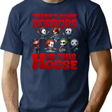 There Are Horrors In This House Pumpkin Halloween Horror Movie Characters T-Shirt for Men & Women, T-Shirts Graphic Tee - Navy