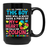 There'S This Boy He Calls Me Cousin Autism Awareness (1) Black Gift Coffee Mug - Black