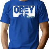 They Live Obey T-Shirt for Men & Women, T-Shirts Graphic Tee - Blue